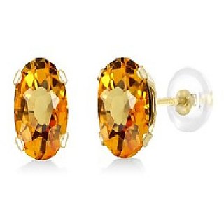 Natural Yellow sapphire Earring Original & Precious stone Pukhraj Stud Earring By CEYLONMINE