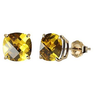 Certified Yellow Sapphire Gold Plated Stud Earring For Women & Girls By CEYLONMINE