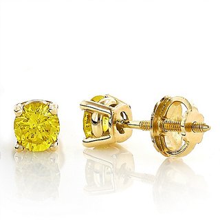 Precious Stone Pukhraj Earring Unheated & Certified Stone Yellow Sapphire Gold Plated Earring By CEYLONMINE
