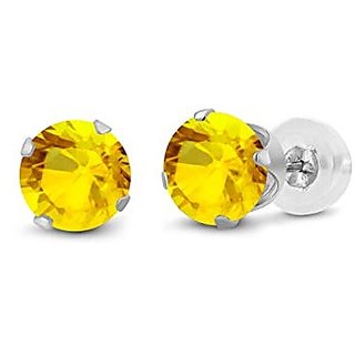 Natural Pukhraj/Yellow Sapphire Earring Precious & Effective Stone Stud Earring By CEYLONMINE