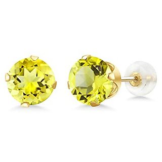 Certified Yellow Sapphire Silver Plated Stud Earring For Women & Girls By CEYLONMINE