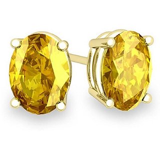 Precious Stone Pukhraj Earring Unheated  Certified Stone Yellow Sapphire Gold Plated Earring By CEYLONMINE