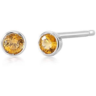 Natural Yellow Sapphire Beautiful Stud Earring For Women  Girls By CEYLONMINE