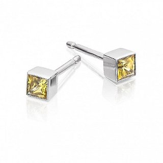 Certified stone Yellow Sapphir Earring Original 7 Natural Stone Pukharj Gold Plated Earring By CEYLONMINE