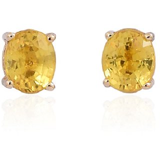 Pukhraj Stone Earring Lab Certified  natural Yellow Sapphire Precious Stone Earring By CEYLONMINE