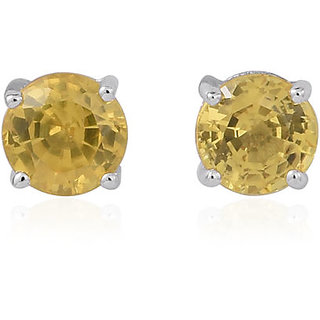 Natural Pukhraj/Yellow Sapphire Earring Precious & Effective Stone Stud Earring By CEYLONMINE