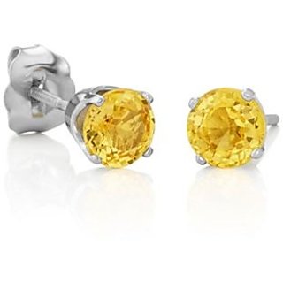 Astrological Stone Pukhraj/Yellow Sapphire Stud Earring For Women & Girls By CEYLONMINE