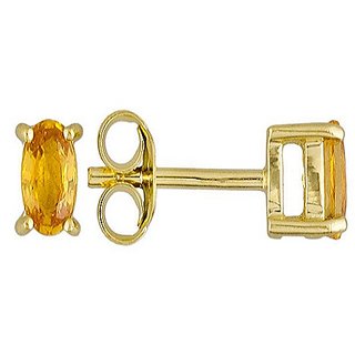 Yellow Sapphire Stone Stud Gold Plated Earring Natural  Original Stone Pushpraj/Pukhraj Stone Earring By CEYLONMINE