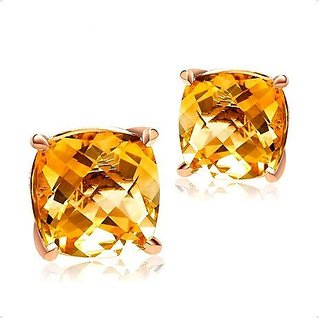 Natural Pukhraj/Yellow Sapphire Earring Precious & Effective Stone Stud Earring By CEYLONMINE