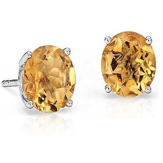 Precious Stone Pukhraj Earring Unheated & Certified Stone Yellow Sapphire Silver Plated Earring By CEYLONMINE
