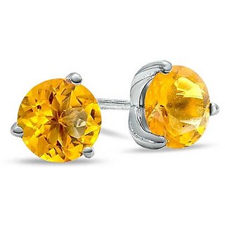 Natural Pukhraj/ Yellow Sapphire Beautiful Stud Earring For Women & Girls By CEYLONMINE