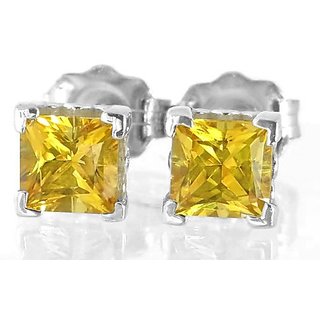 Natural Yellow sapphire/pukhraj Earring Original & Precious stone Pukhraj Stud Earring By CEYLONMINE
