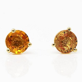 Precious Stone Pukhraj Earring Unheated & Certified Stone Yellow Sapphire Gold Plated Earring By CEYLONMINE
