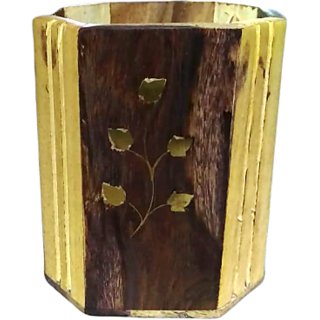 Kamakshi Art  Table  Top  Wooden Pen Stand.