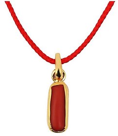 Moonga / Coral Gemstone Pendant  7.25 Ratti Natural Italian Moonga Pendant in Panchdhatu By CEYLONMINE