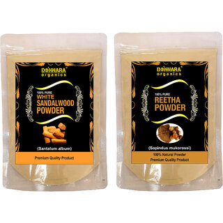 Donnara Organics 100% Natural Sandalwood Powder and Reetha powder Combo pack of 2 of 150 gms(300 gms)