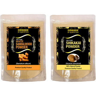 Donnara Organics 100% Natural Sandalwood Powder and Shikakai powder Combo pack of 2 of 150 gms(300 gms)