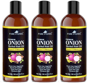 Park Daniel ONION Herbal Hair oil - For Hair Regrowth and Anti Hair Fall Combo pack of 3 bottles of 100 ml(300 ml)