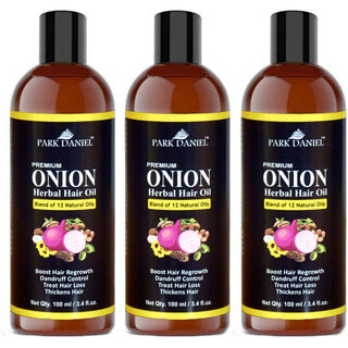 Park Daniel ONION Herbal Hair oil - For Hair Regrowth and Anti Hair Fall Combo pack of 3 bottles of 100 ml(300 ml)