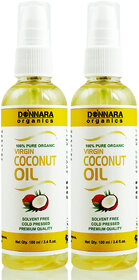 Donnara Organics Premium Virgin Coconut oil- 100% Pure & Natural Combo pack of 2 bottles of 100 ml(200 ml)