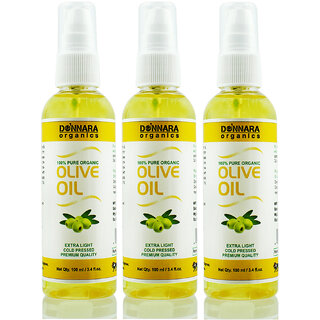 Donnara Organics Premium Extra Light Olive oil- 100% Pure & Natural Combo pack of 3 bottles of 100 ml(300 ml)