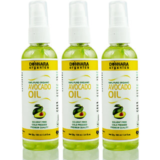 Donnara Organics Premium Avocado oil- 100% Pure & Natural Combo pack of 3 bottles of 100 ml(300 ml)