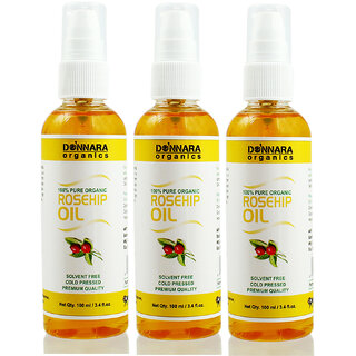 Donnara Organics Premium Rosehip oil- 100% Pure & Natural Combo pack of 3 bottles of 100 ml(300 ml)