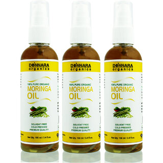 Donnara Organics Premium Moringa oil- 100% Pure & Natural Combo pack of 3 bottles of 100 ml(300 ml)