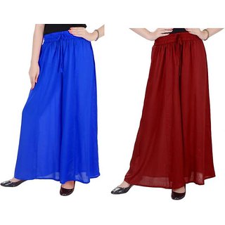 Women Fashion maroon  blue palazzo pant or Trousers