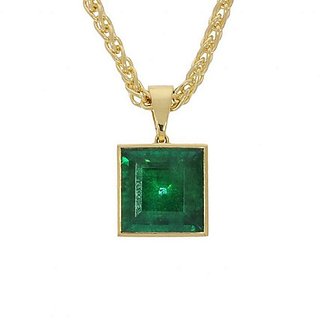 Natural Emerald Pendant 6.25 Carat Natural  Original Stone Panna Gold  Plated pendant By ceylonmine