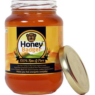 HONEY BADGER Raw Honey - 500 GMS Unfiltered, Unprocessed, Unheated,...