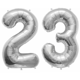 Buy Utkarsh Solid Silver Color 2 Digit Number (23) 3d Foil Balloon for ...