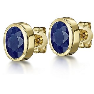 Blue Sapphire Earrings For Women Lab Certified Stone Neelam Stud Earring BY CEYLONMINE