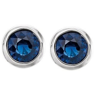 Blue sapphire Stone Silver Plated Sud Earrings For Women  Girls BY CEYLONMINE