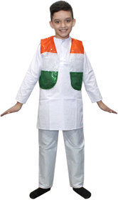 Kaku Fancy Dresses Tricolor Jacket for Independence Day/Republic Day Costume -Tricolor,for Boys & Girls