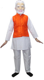 Kaku Fancy Dresses National Hero Modi Costume -White,for Boys