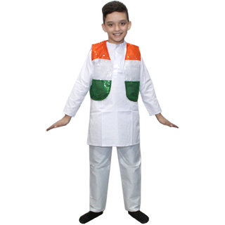 Kaku Fancy Dresses Tricolor Jacket for Independence Day/Republic Day Costume -Tricolor,for Boys & Girls