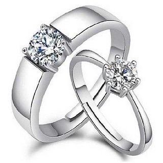 Diamond Couple ring natural  original american diamond ring silver plated ring by CEYLONMINE