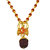 Men Style  Beautiful Great Hindu Shiva Ji Om Trishula Damaru Locket With Gold Cap Panchmukhi Rudraksha Mala Gold-plated.