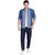 AC&F Men's Denim Paneled Casual Shirt