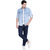 AC&F Men's Light-Washed Denim Casual Shirt