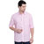 AC&F Men's Pink Linen Regular Shirt