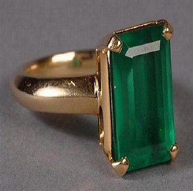 Natural Emerald/Pann ring 7.25 Ratti Unheated  Untretaed Stone Panna Gold Plated Ring For Unisex BY CEYLONMINE