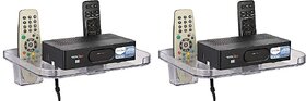 Pack of 2 HFK White Set Top Box stand With 2 Remote Holder And 2Screw free