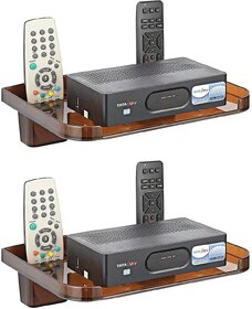Pack of 2 HFK BrownSet Top Box stand With 2 Remote Holder And Screw free