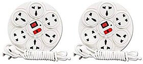 Pack of 2 HFK Eight switches Round Extension Cord With 2 mtr. Wire