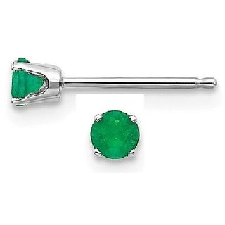 CEYLONMINE- Green Emerald/Panna Stone Stud Earrings Silver Plated For Women & Girls