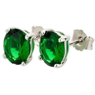 CEYLONMINE- Green Emerlad  earrings original panna silver plated earring for women & girls