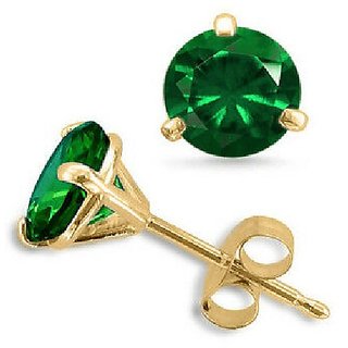 CEYLONMINE- Original Green Emerald Stone Earrings gold Plated Panna Earrings For Women