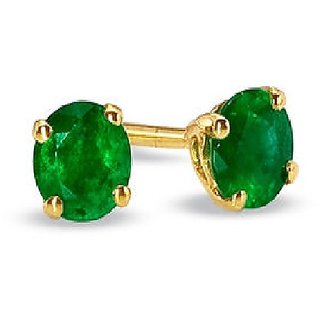 CEYLONMINE - Natural Green emerald stud earrings gold plated earrings for girls